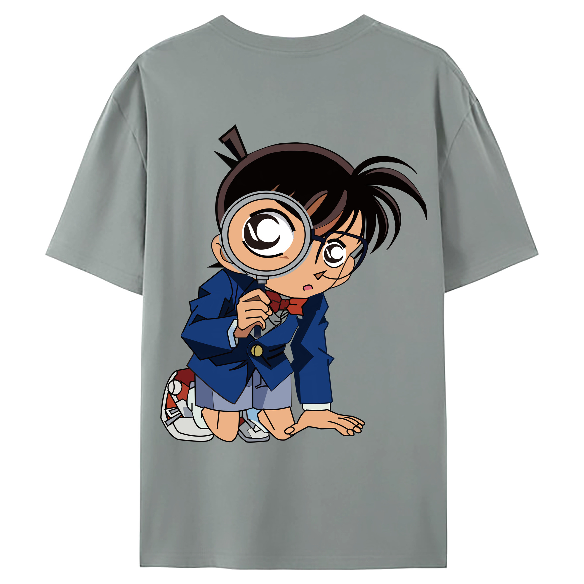 （画像用） 名探偵コナン 江戸川 コナン Detective Conan Conan Edogawa 綿100％ メンズ半袖Tシャツ（バックプリント） 通気性